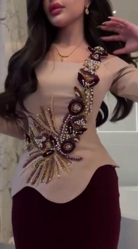 فستان لونين راقي تطريز