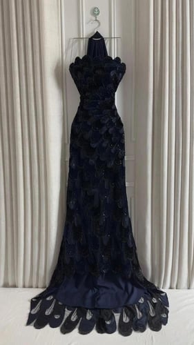 فستان شك سهره مع شال الوان