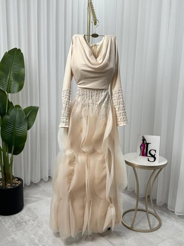 فستان راقي سهره شك يدوي