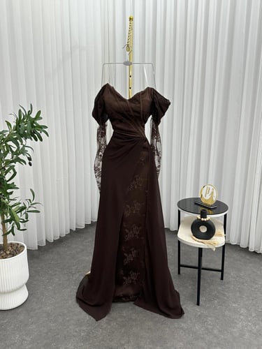 فستان موكا دانتيل ترند