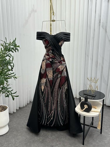 فستان سهرة ماسك خامه ميكادو كلفة طرز