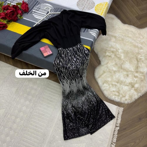 فستان اسود تطريز راقي