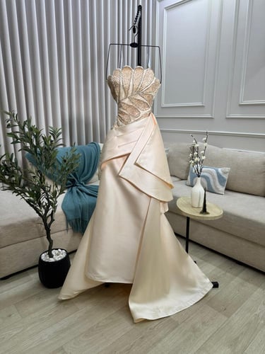 فستان بيج تطريز يدوي راقي