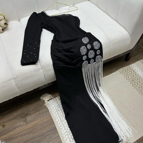 فستان خامه كريب استرتش