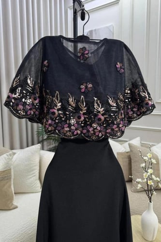 فستان لون أسود خامة باربي شك سهره