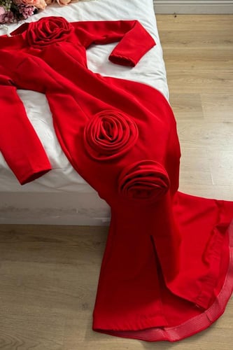 فستان احمر مورد انيق