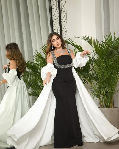 فستان اسود تفته تطريز