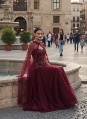 فستان قماش كوري تطريز راقي