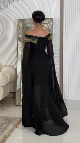 فستان جورجيت اسود راقي