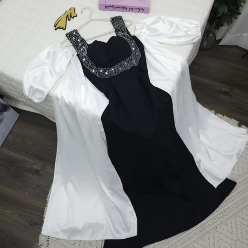 فستان اسود تفته تطريز