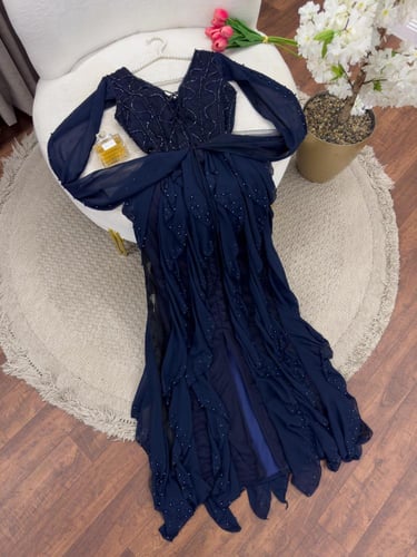 فستان شيفون خرز شغل يد