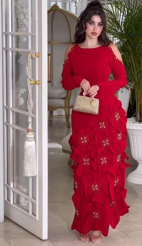 فستان العيد قص ليزر مع تطريز راقي