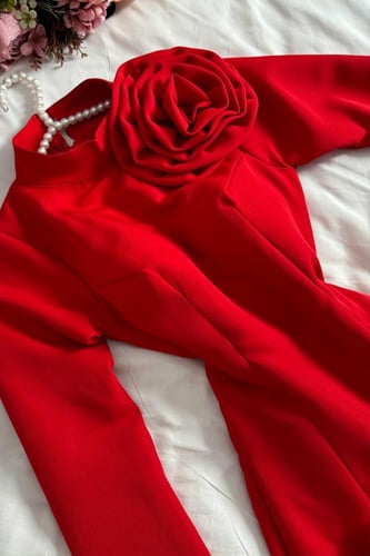 فستان احمر مورد انيق