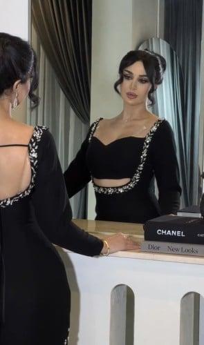 فستان كريب تطريز
