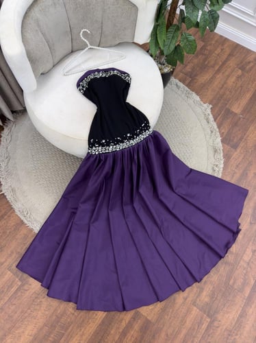 فستان شانطون تطريز يدوي