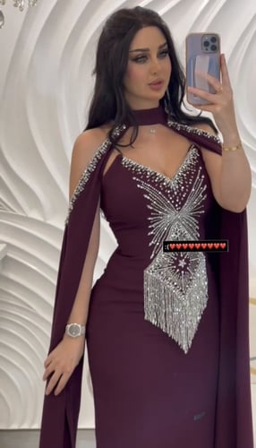 فستان راقي تطريز شك يدوي