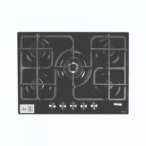 Gas hob 70cm black glass F18