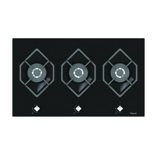 Gas hob 90cm double burner black glass F21