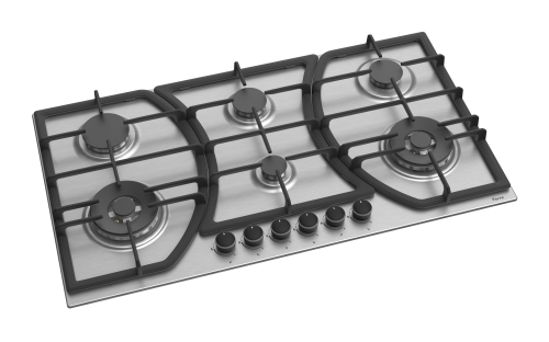 90 cm gas hob with 6 stainless steel burners F71