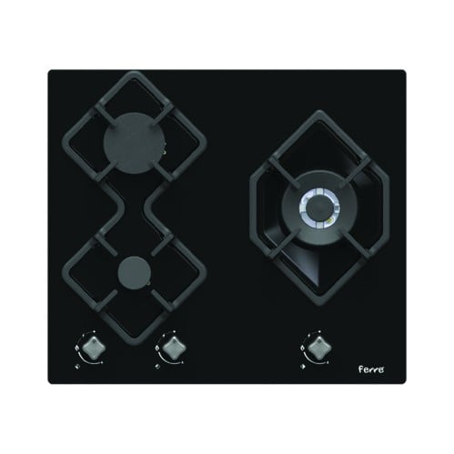 Gas surface 60cm black glass F07