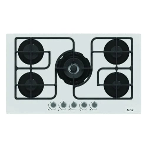 Heavy 90cm gas hob with white glass F34