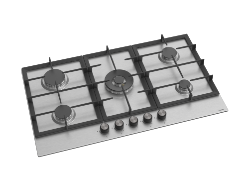 90 cm surface, 5-burner gas, stainless steel F73