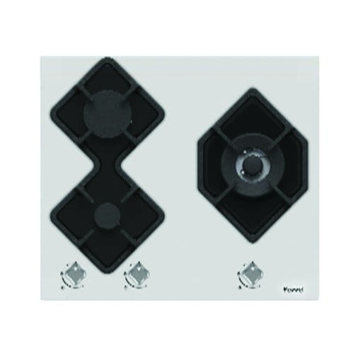 60 cm gas hob with white glass F08