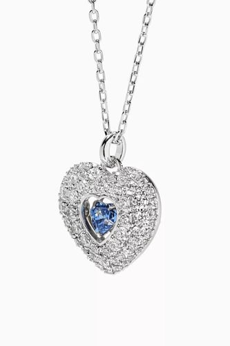 سلسال سوارفيسكي فضي بكرستالة زرقاء