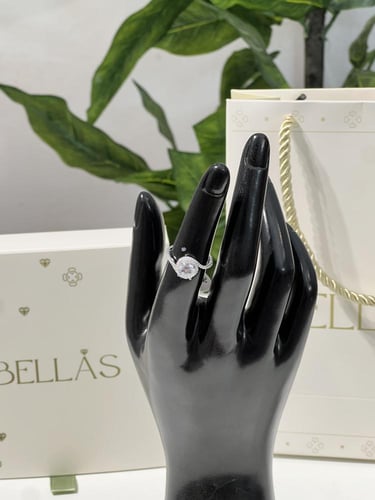 خاتم فضة عيار 925 لون فضي