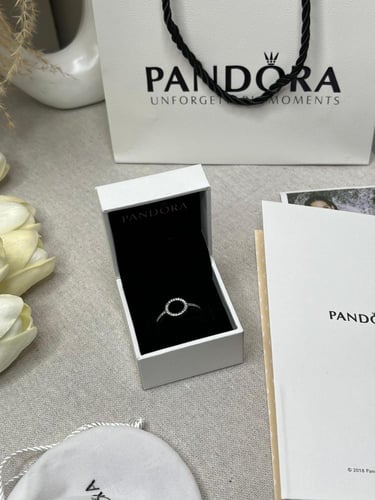 خاتم باندورا PANDORA فضي كرستالة فضي