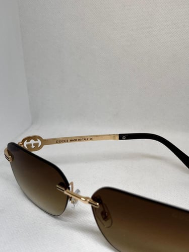 نظارة gucci - إطار ذهبي - عدسة بني مدرج