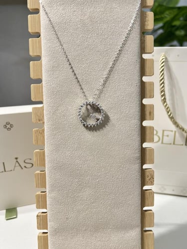 سلسال فضة عيار 925 لون فضي كرستالة لماعة