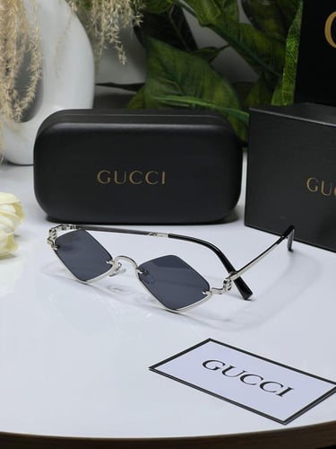 نظارة -GUCCI أطار فضي - عدسه اسود