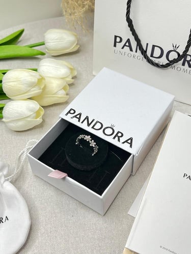 خاتم باندورا PANDORA فضي كرستالة فضي