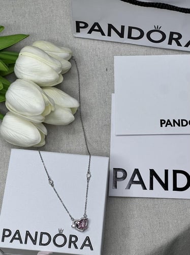 سلسال باندورا PANDORA قلب وردي مع كرستال