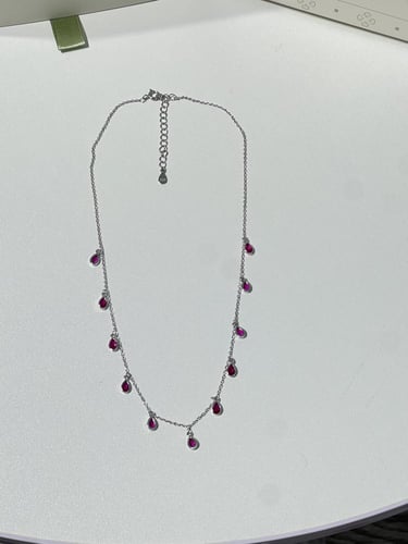 سلسال الدمعه فضة عيار 925 لون أحمر