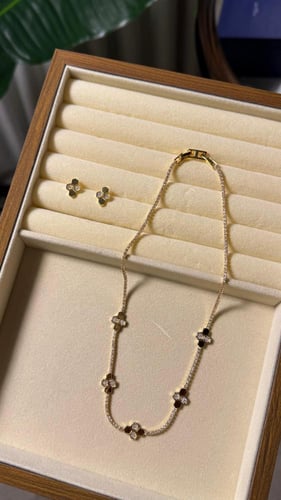 سلسال مع حلق شوميه - شكل خلية - ( لونين فضي - ذهبي...