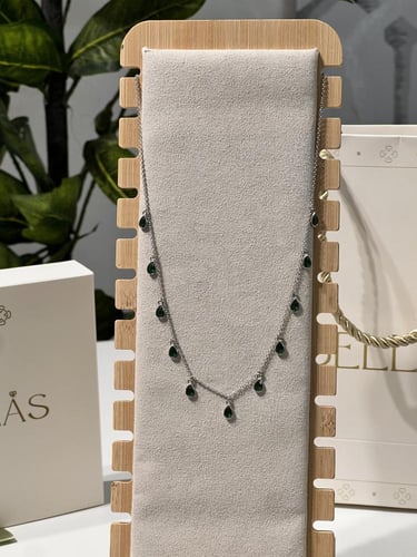 سلسال الدمعه فضة عيار 925 لون أخظر