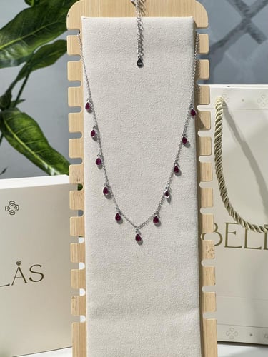 سلسال الدمعه فضة عيار 925 لون أحمر