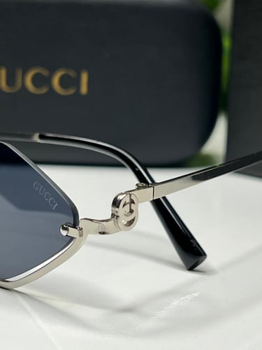 نظارة -GUCCI أطار فضي - عدسه اسود