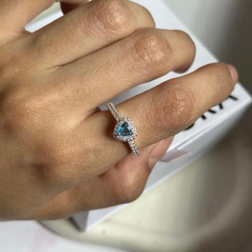 خاتم باندورا PANDORA فضي كرستالة ازرق