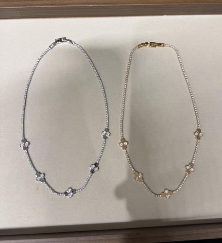 سلسال مع حلق شوميه - شكل خلية - ( لونين فضي - ذهبي...