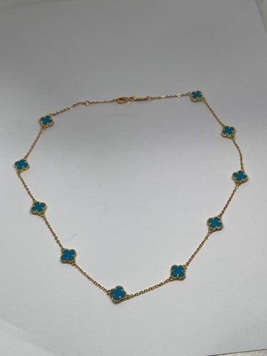 سلسال Van cleef المميز ذهبي - سماوي