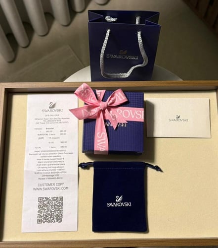 سلسال سواروفيسكي (ميلينا ) فضي بكرستالة زرقاء