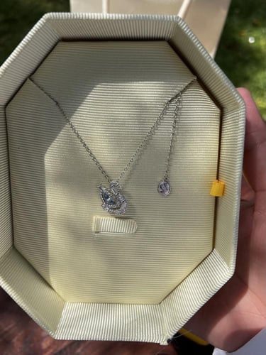 سلسال سوارفيسكي فضي كريستالة زرقاء البطه