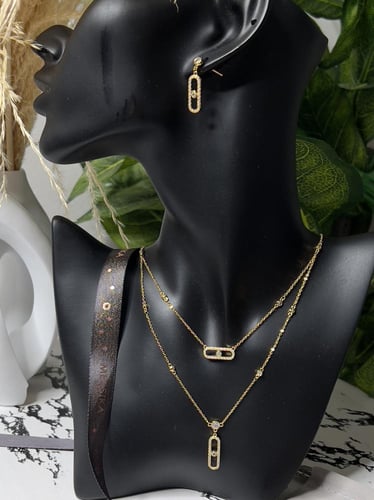 سلسال+ حلق MESSIKA معدن ذهبي