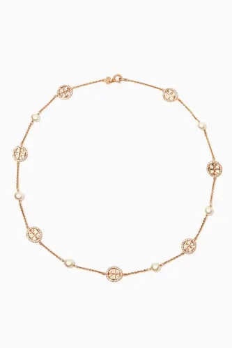 سلسال + حلق TORY BURCH معدن ذهبي - فضي لؤلؤ