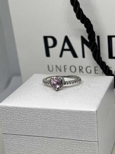 خاتم باندورا PANDORA فضي كرستالة وردي