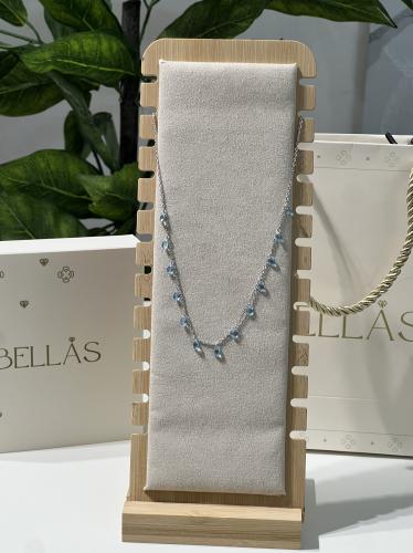 سلسال الدمعه فضة عيار 925 لون سماوي