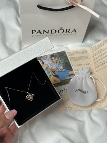 سلسال باندورا PANDORA كرستالة ذهبي قلب وردي